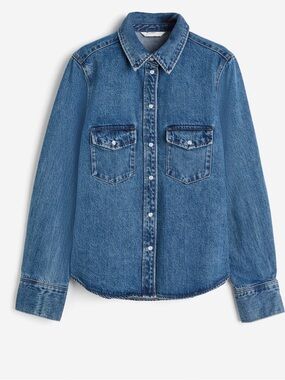H&M Blue Denim Shirt with snap buttons Medium NWT
